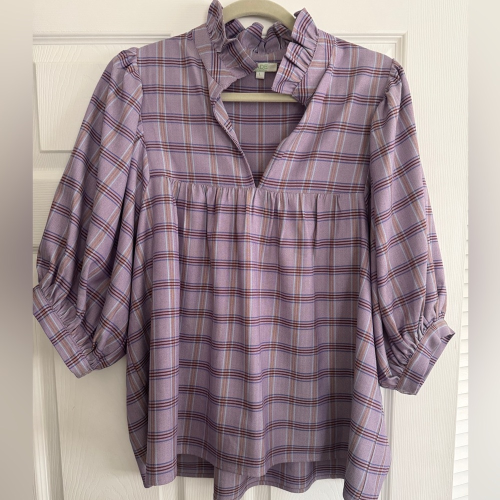 Boutique Plaid Purple Women's Top